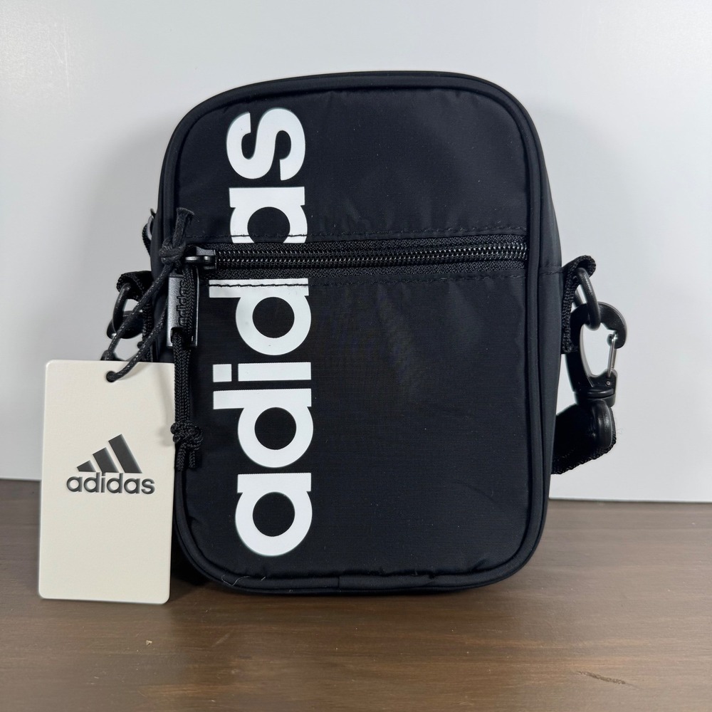 Adidas Core Festival Crossbody Bag Logo Adjustable Strap Black White OS NEW